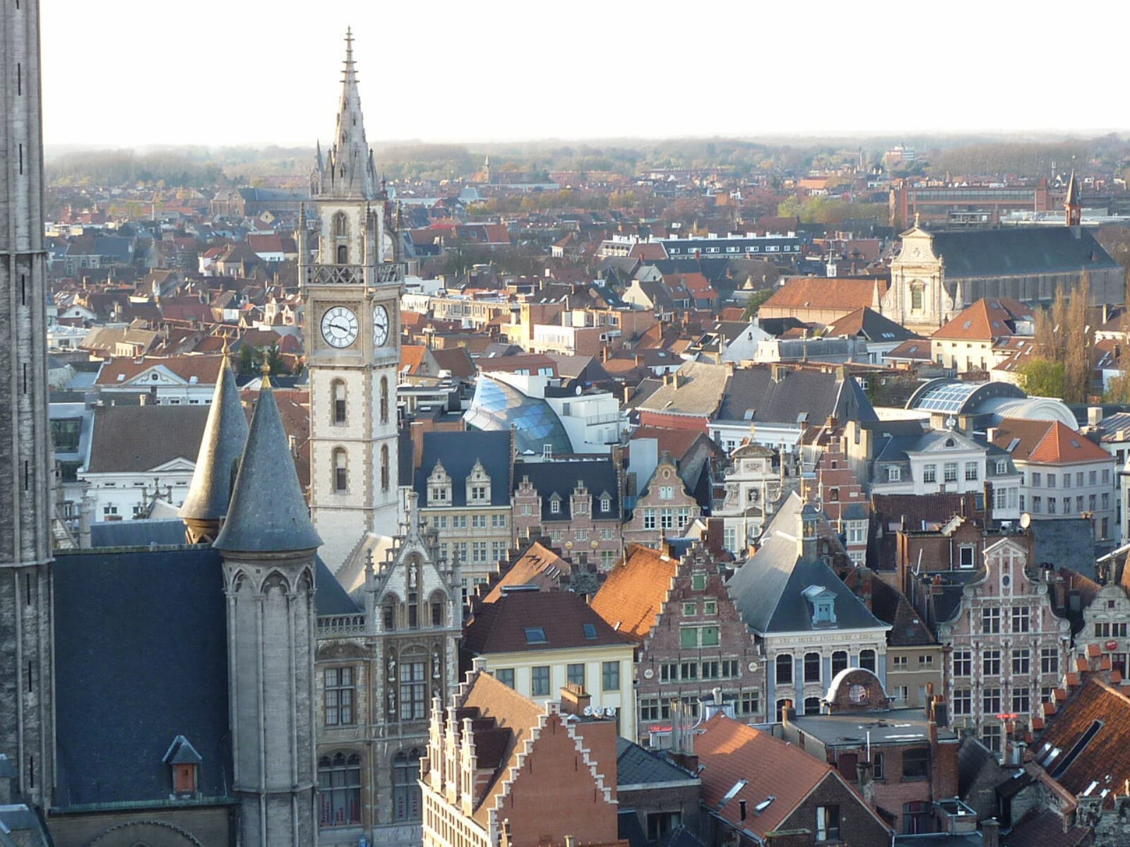 View of the old city of Ghent from a tower