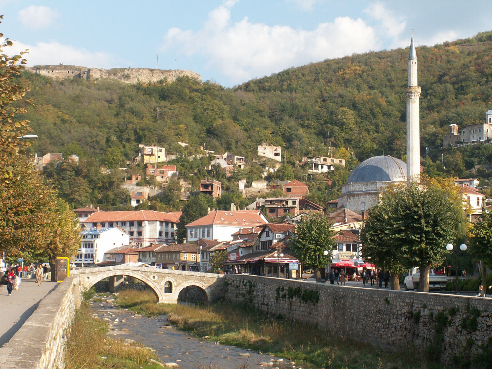 The bridge and mosque in Prizren, Kosovo