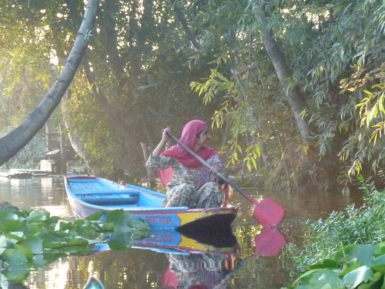 A canoe on the canal in Srinagar, Kashmir, India