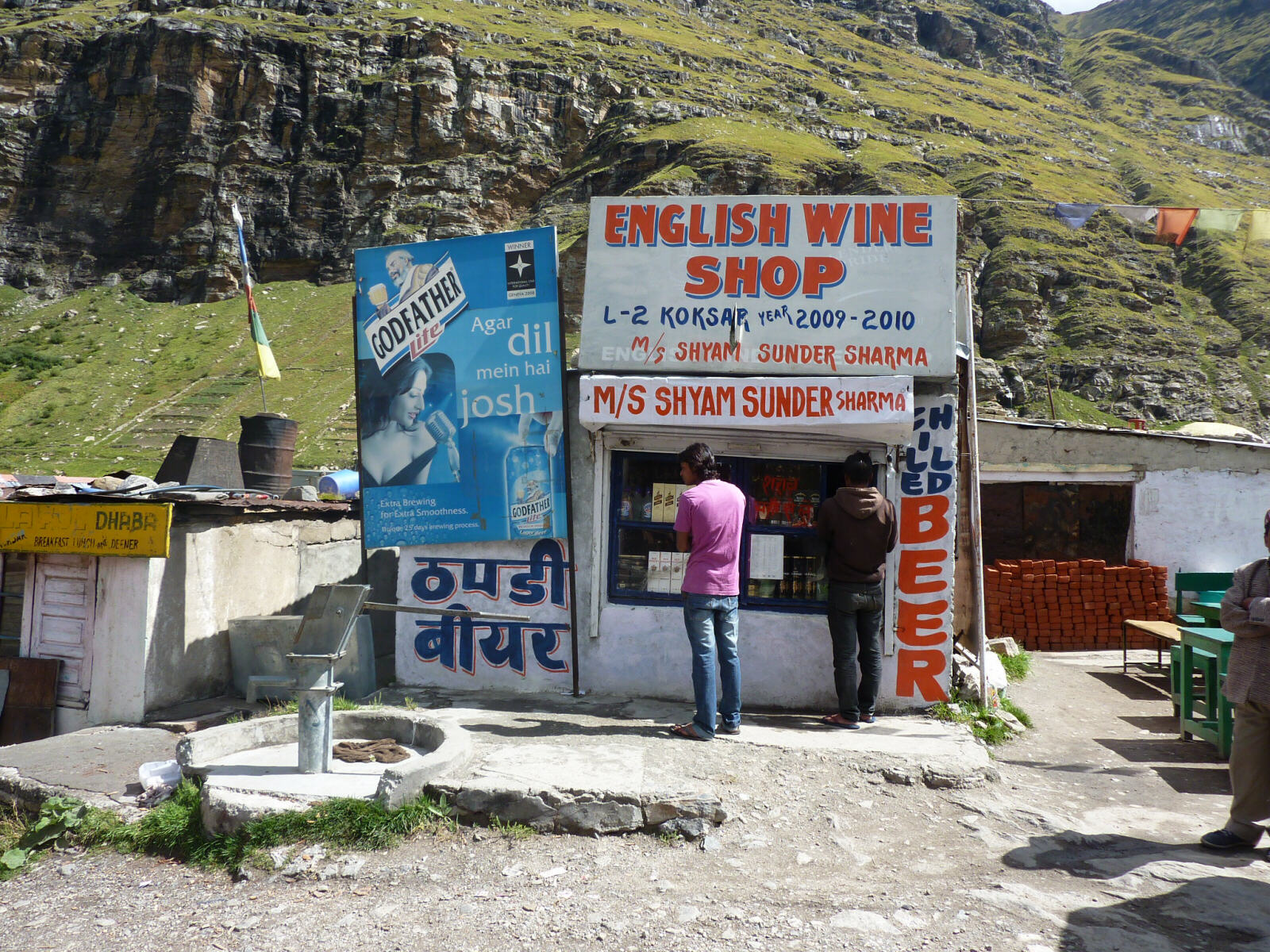 The 'English Wine Shop' on the road from Ladakh to Manali