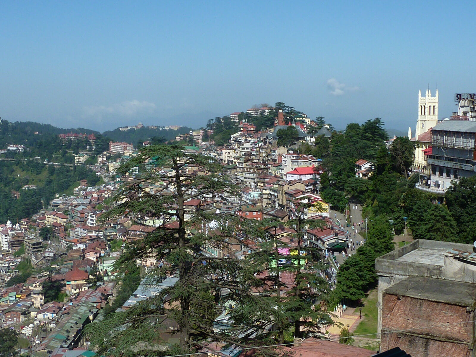 View of Shimla town from Doegar hotel, India