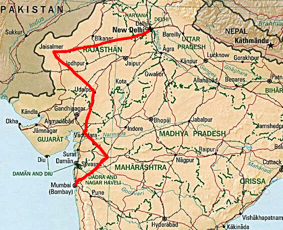 Our route through India