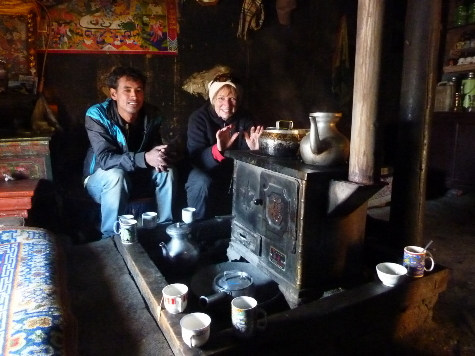 The kitchen in Ghar Gompa monastery, Nepal