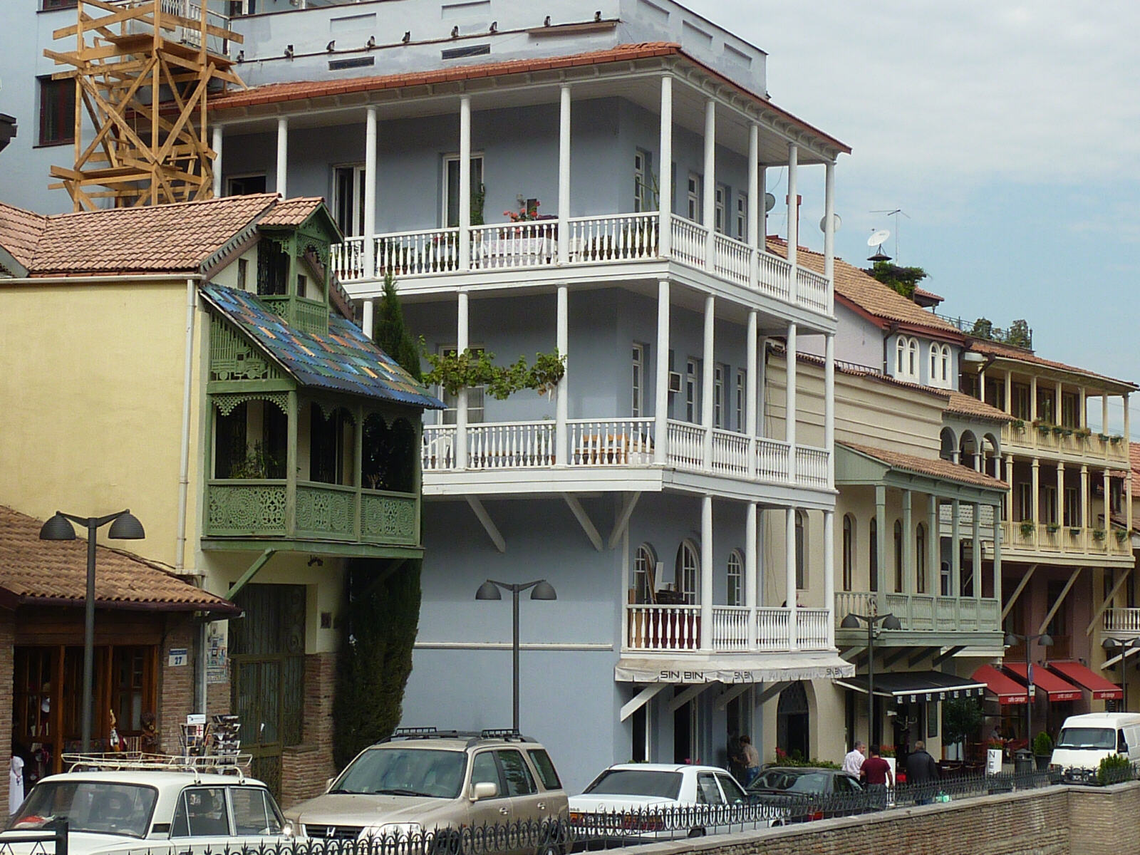 Houses with wooden balconies in Tblisi, Georgia