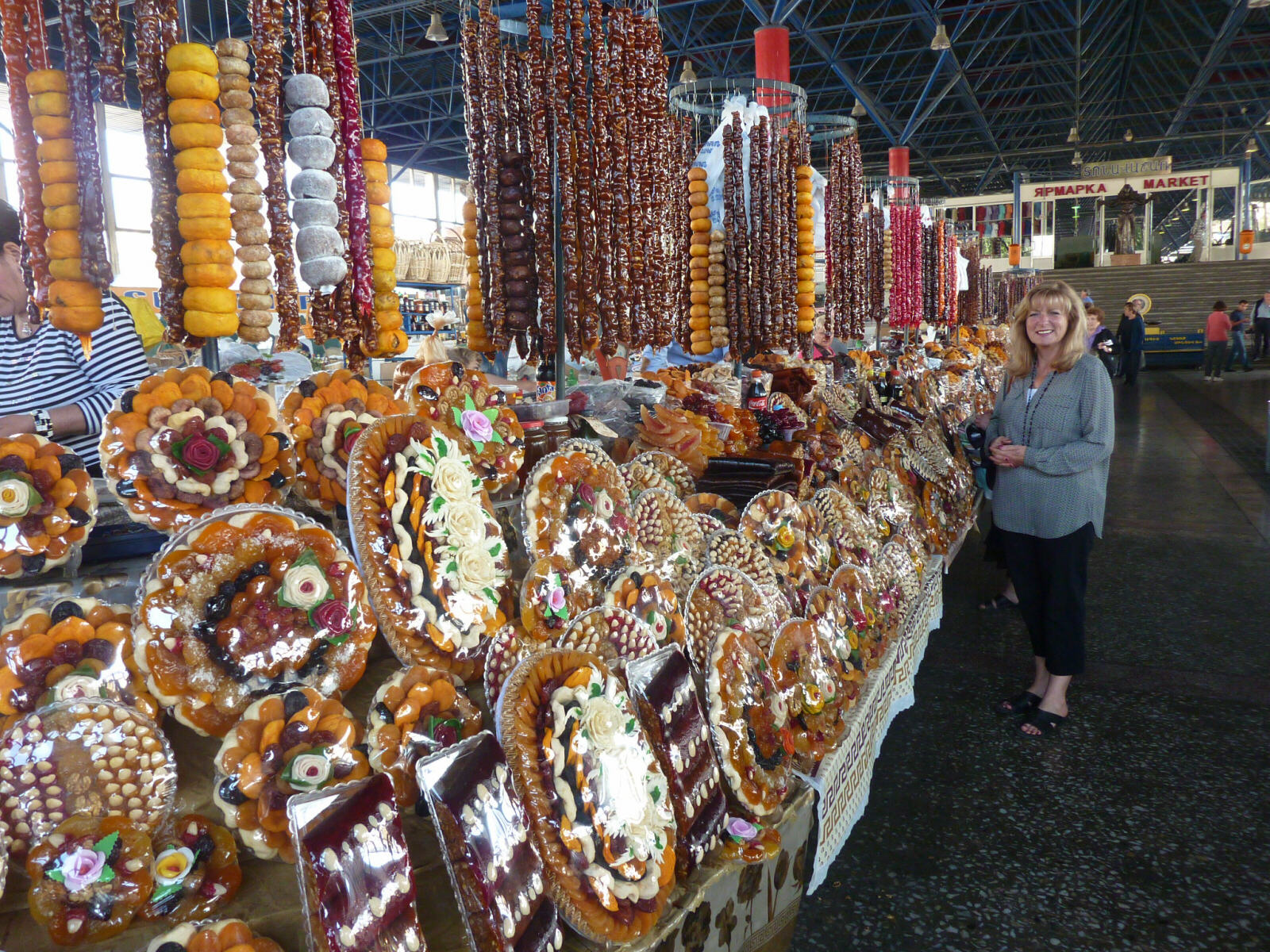 A dried fruit stall in the market in Yerevan, Armenia