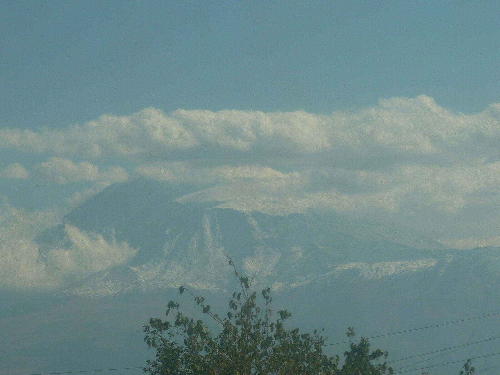 Mount Ararat seen from the train in Armenia