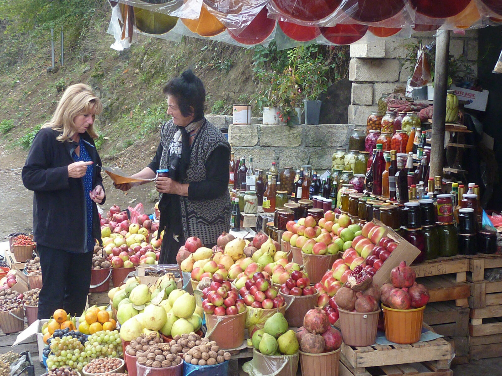 A fruit stall by the road from Sheki to Baku, Azerbaijan