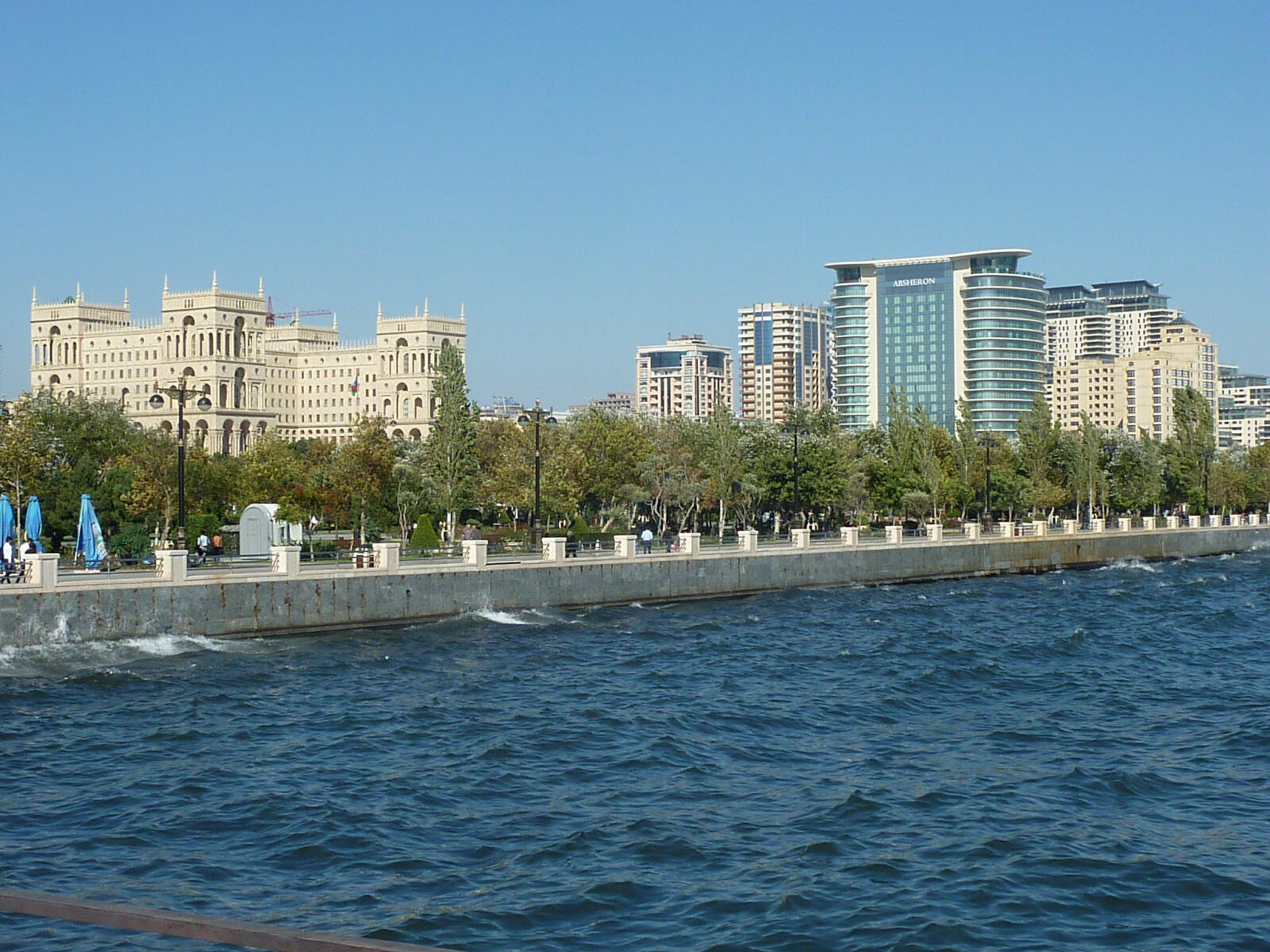 Government House and Absheron hotel on the Caspian seafront at Baku, Azerbaijan