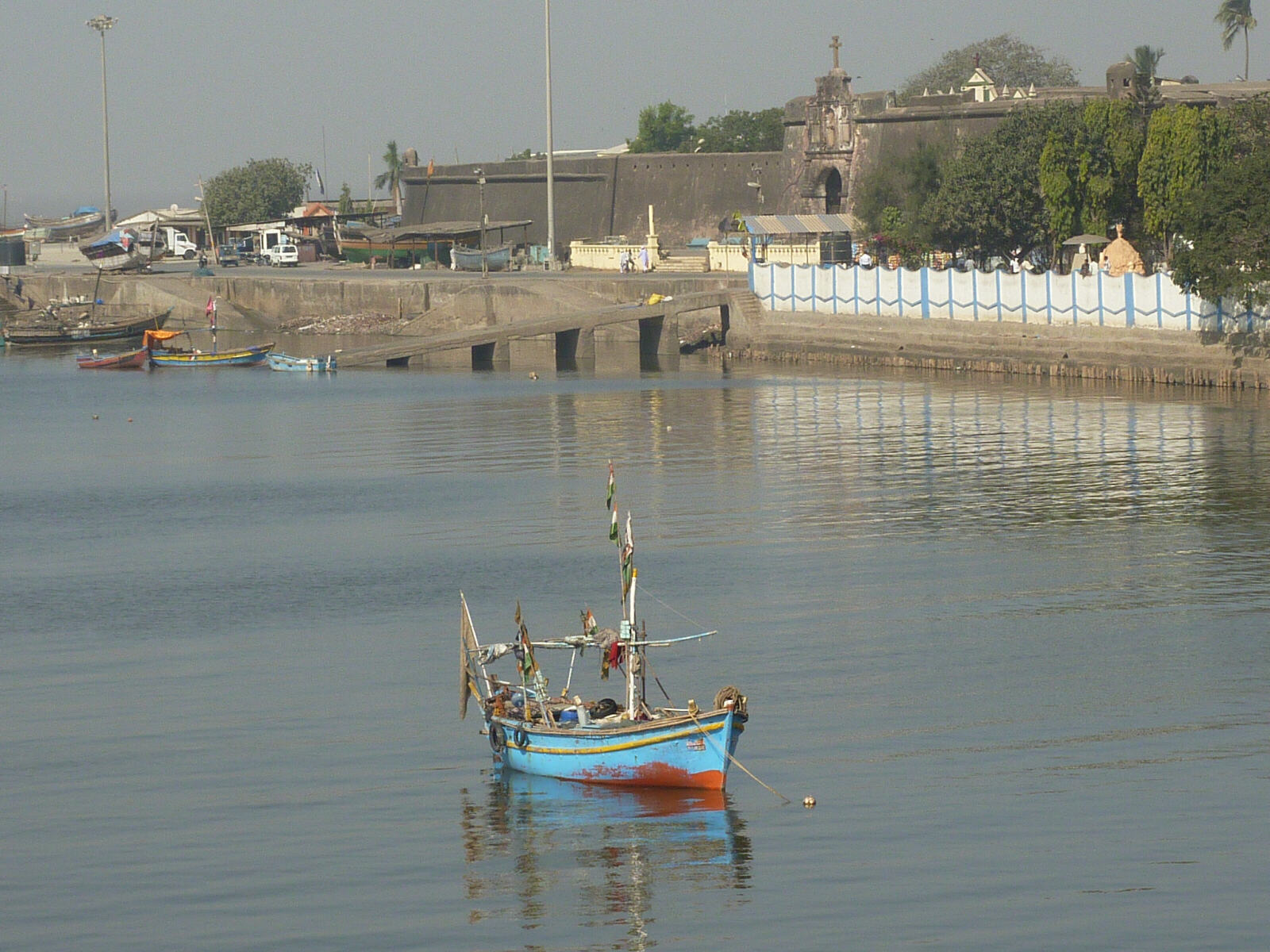 Fort St Jerome and the fishing port in Daman, India