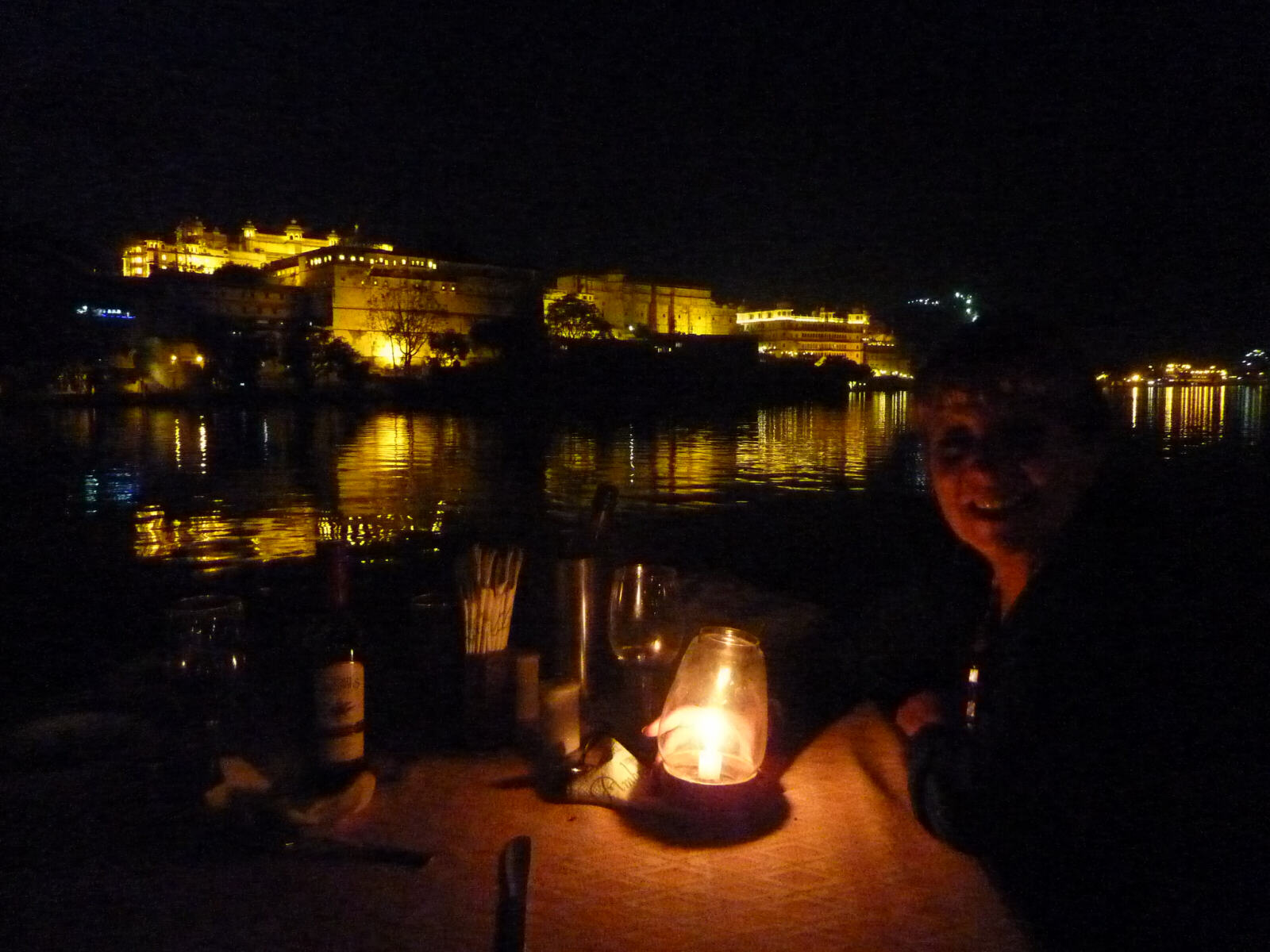 Dinner at the Ambrai restaurant in Udaipur, Rajasthan