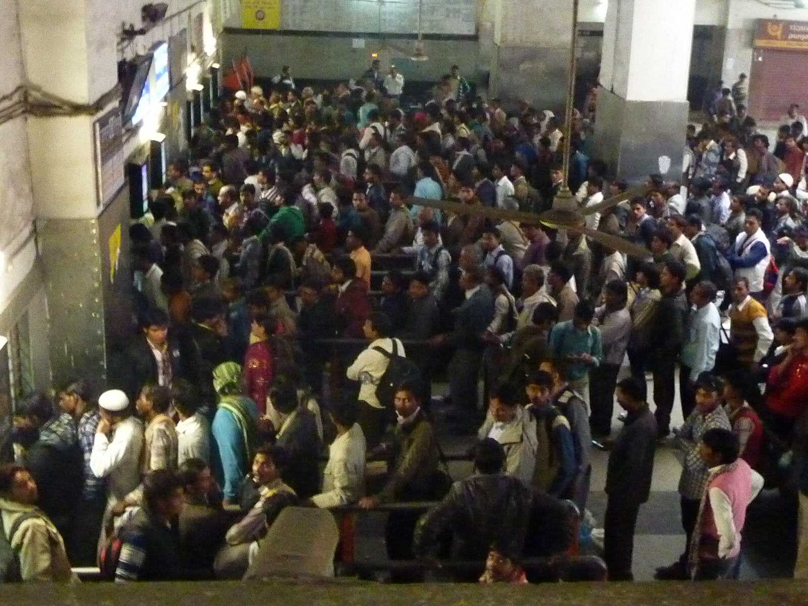 Rather crowded ticket office at Delhi main station