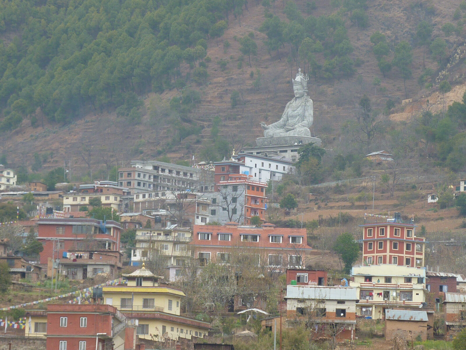A giant Buddha protecting a mountain village in Nepal