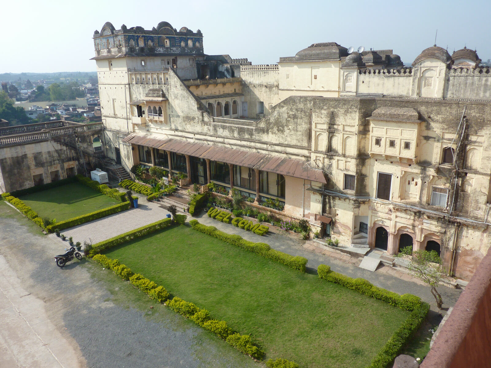 Sheesh Mahal hotel from Jehangir Mahal in Orchha, India