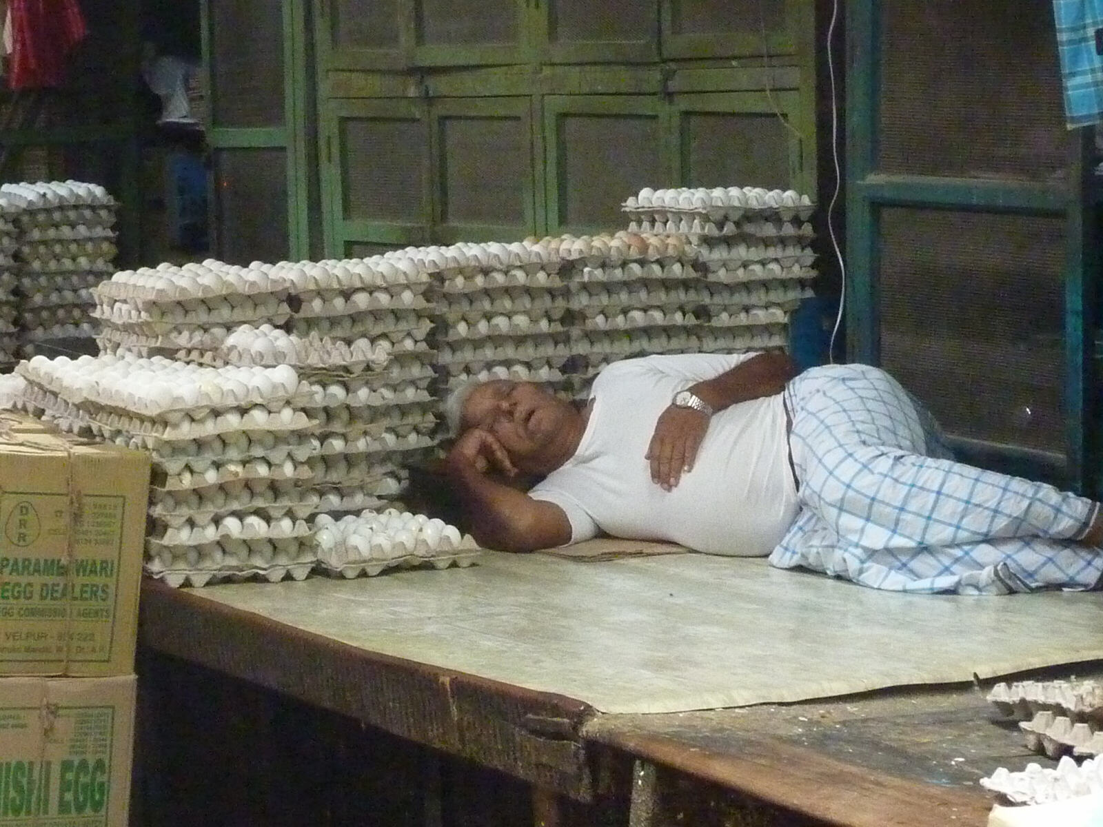 An egg stall in the New Market in Calcutta