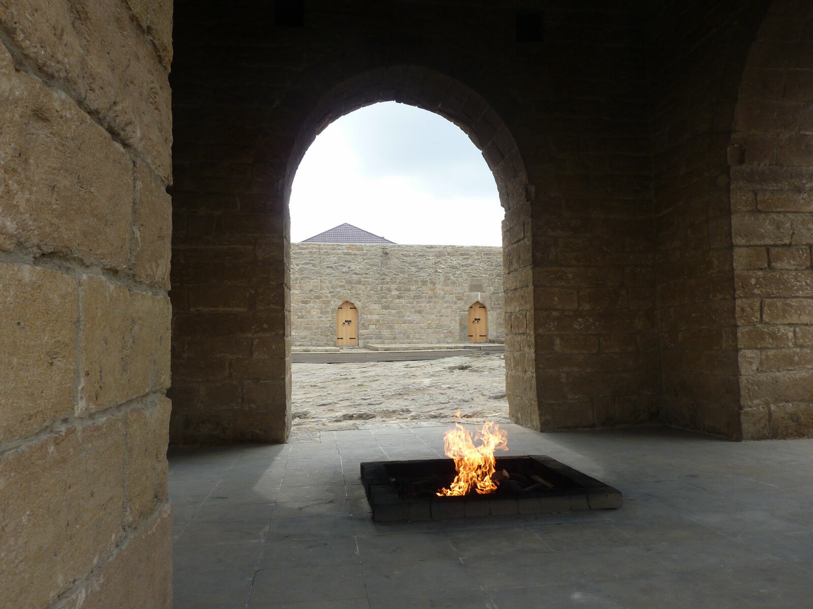 The 'everlasting flame' in the Ateshgah fire temple in Baku, Azerbaijan