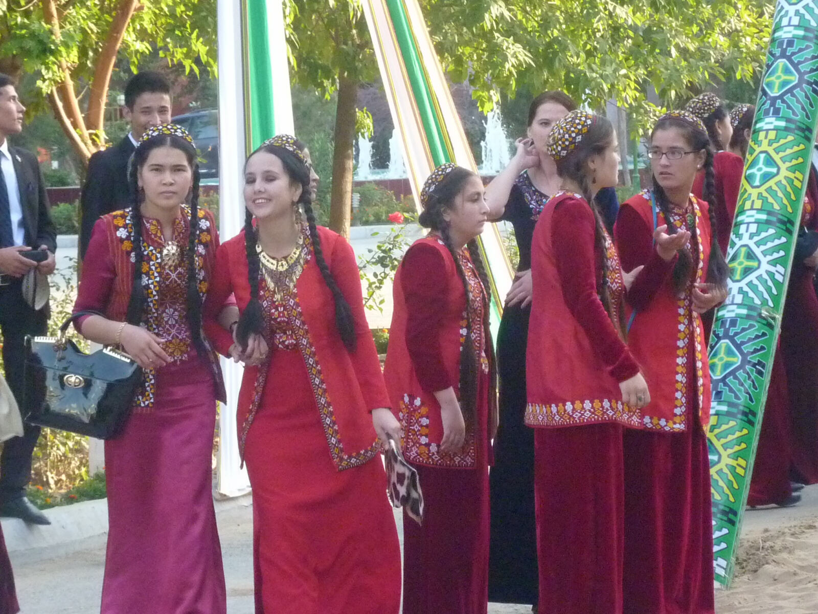 Ladies in their 'Sunday best' clothes in the park in Ashgabat, Turkmenistan