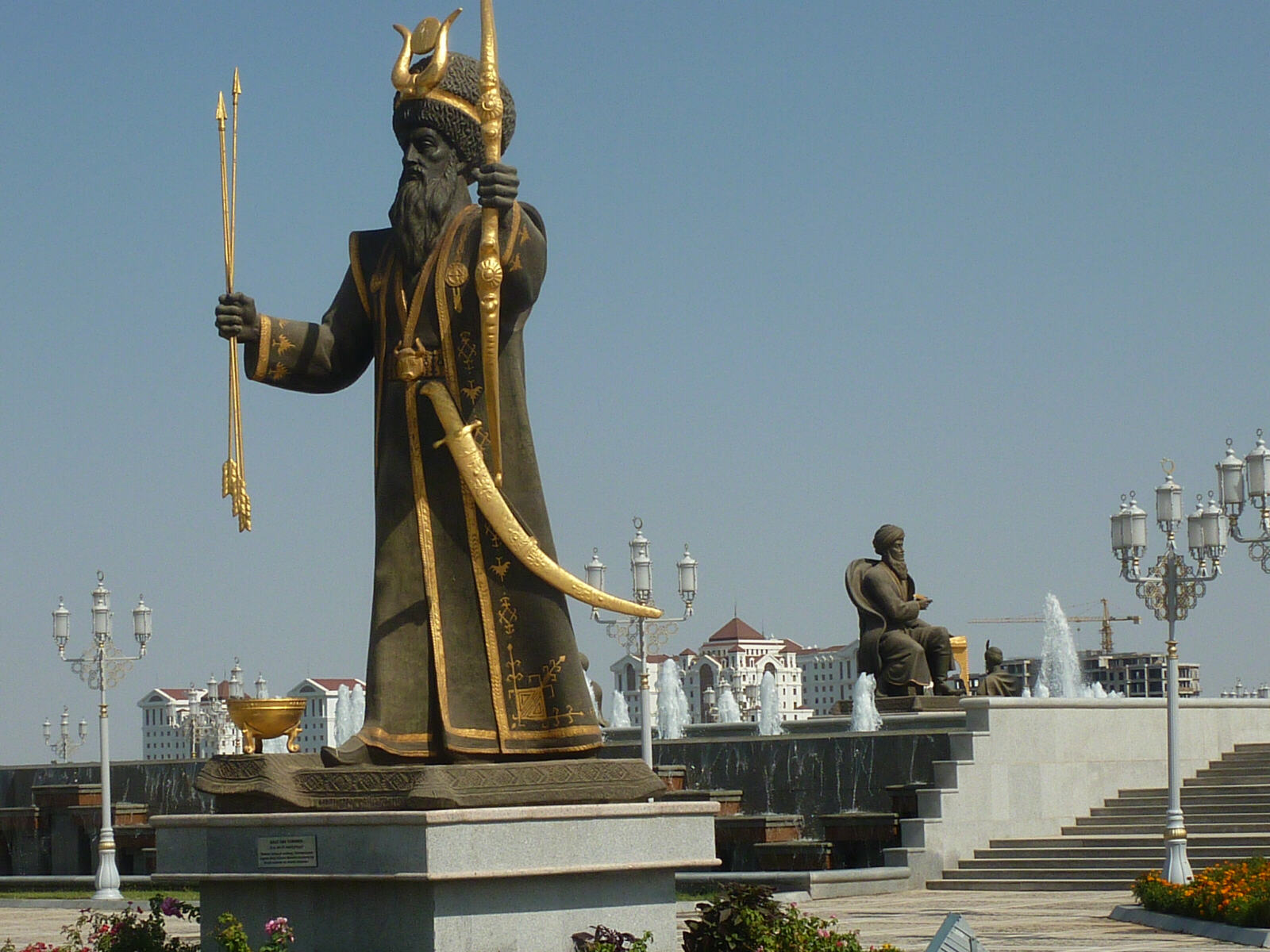 The King and the Poet on the Independence Monument in Ashgabat, Turkmenistan