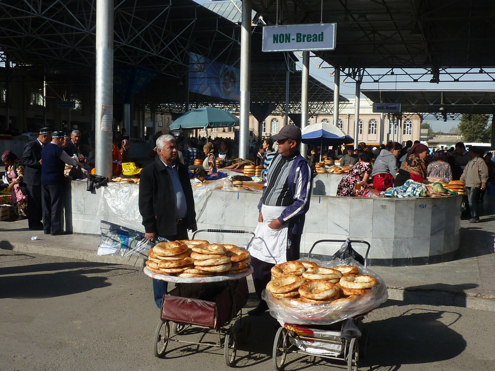 Bread stall in the bazaar in Samarkand, Uzbekistan