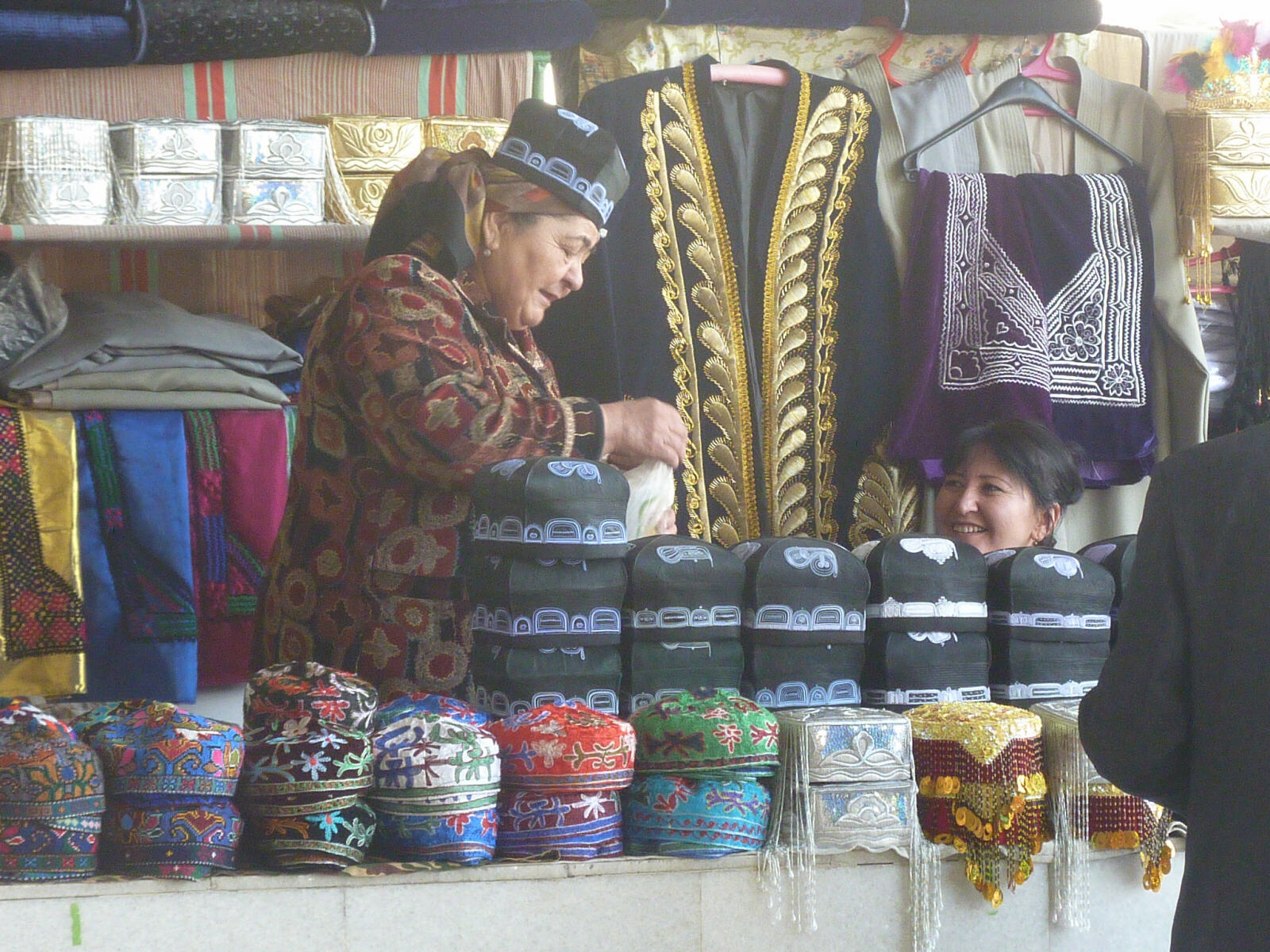 Hat shop in the bazaar in Samarkand, Uzbekistan