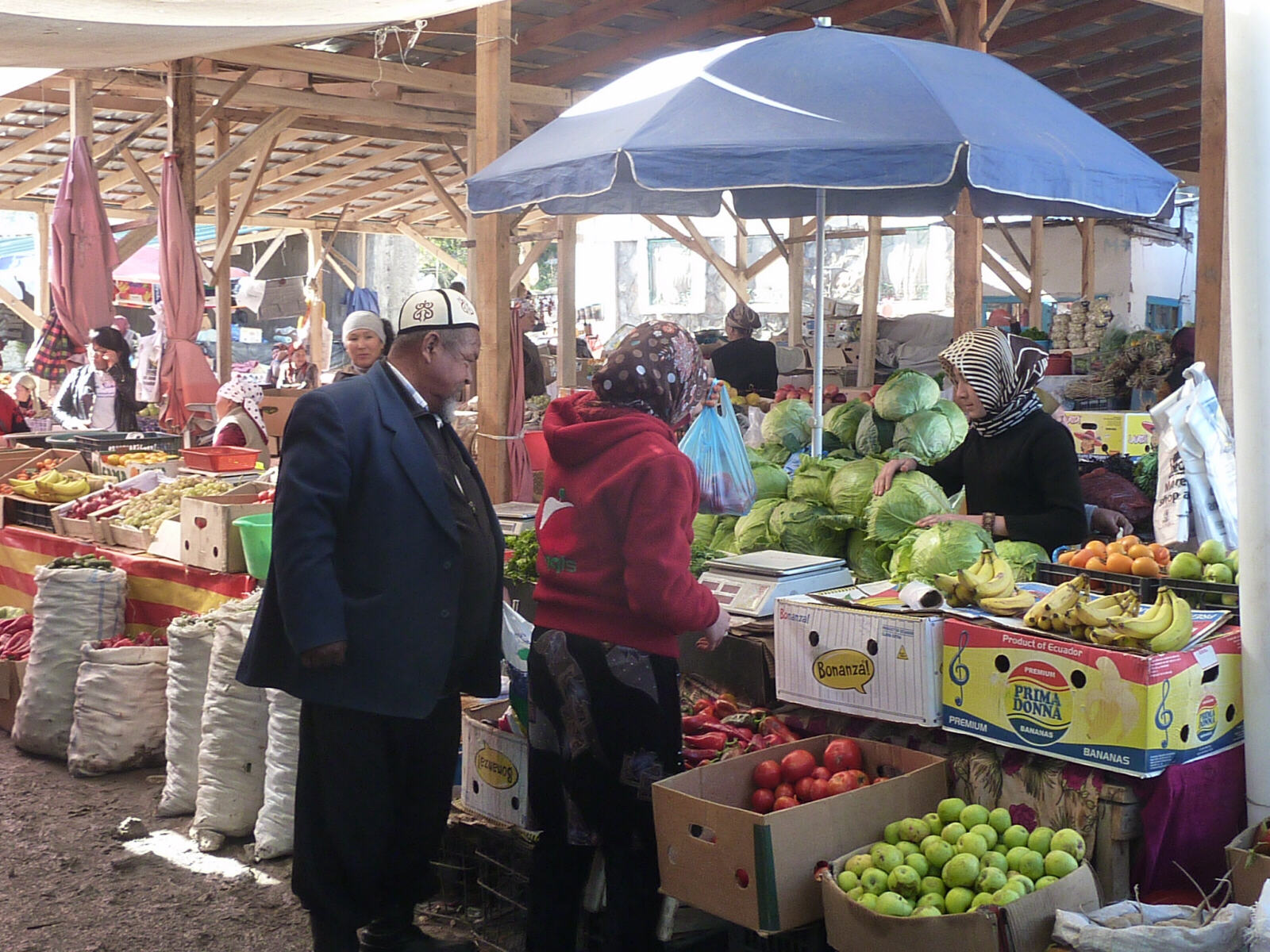 A vegetable stall in the market in Osh, Kyrgyzstan