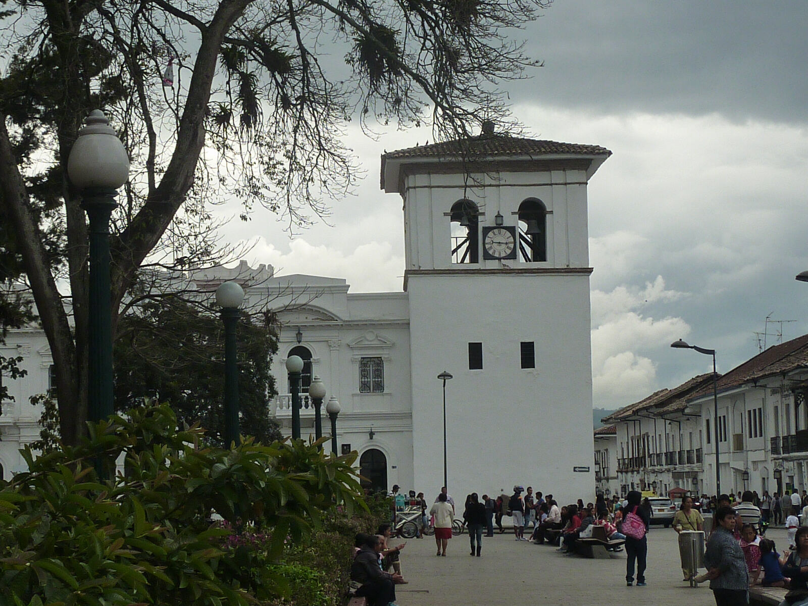 Bell tower in the main square, Popayan, Colombia