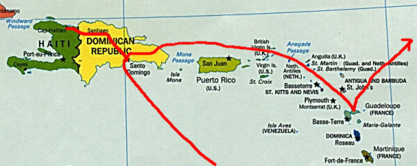 Our route in the Dominican Republic and Haiti