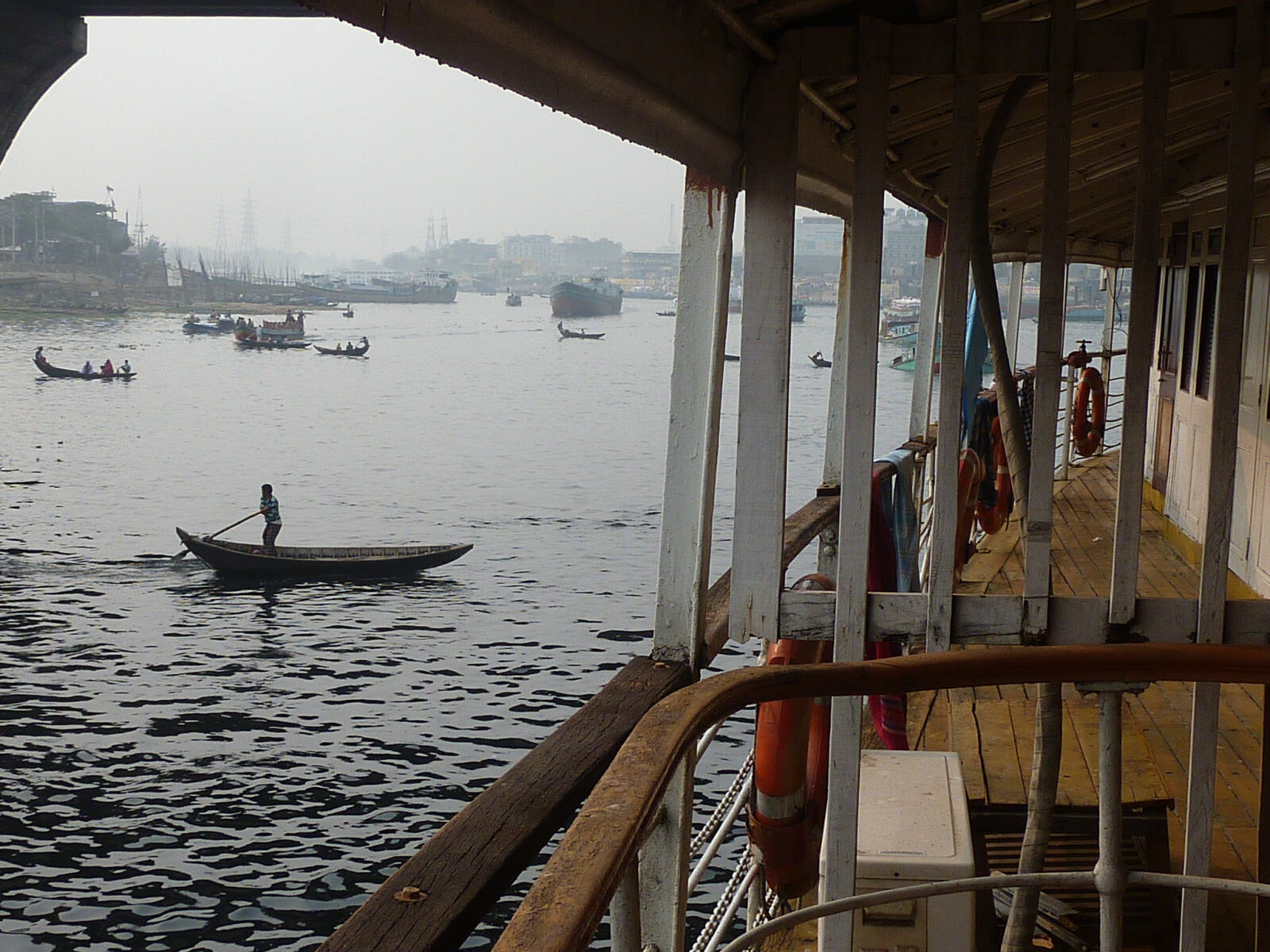The river from Mahsud paddle steamer, Dhaka, Bangladesh