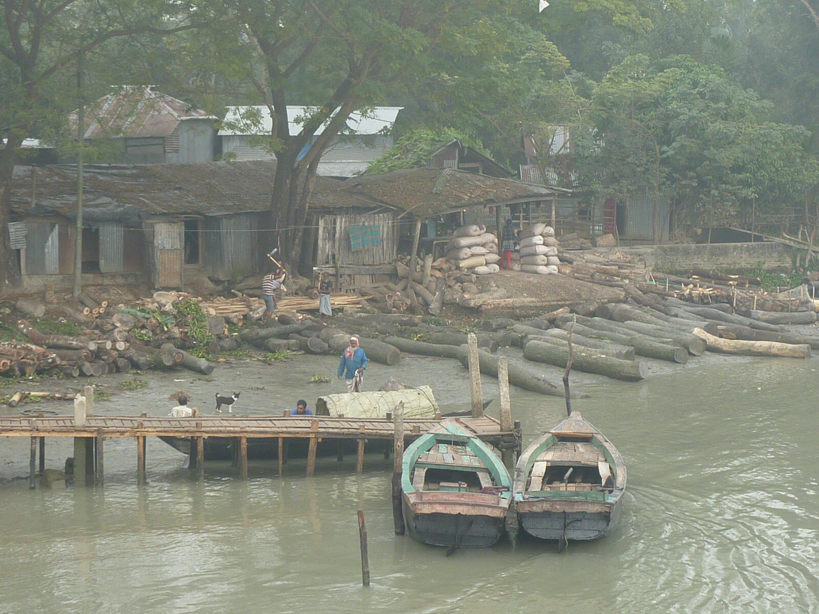 A riverside village from the paddle steamer, Bangladesh