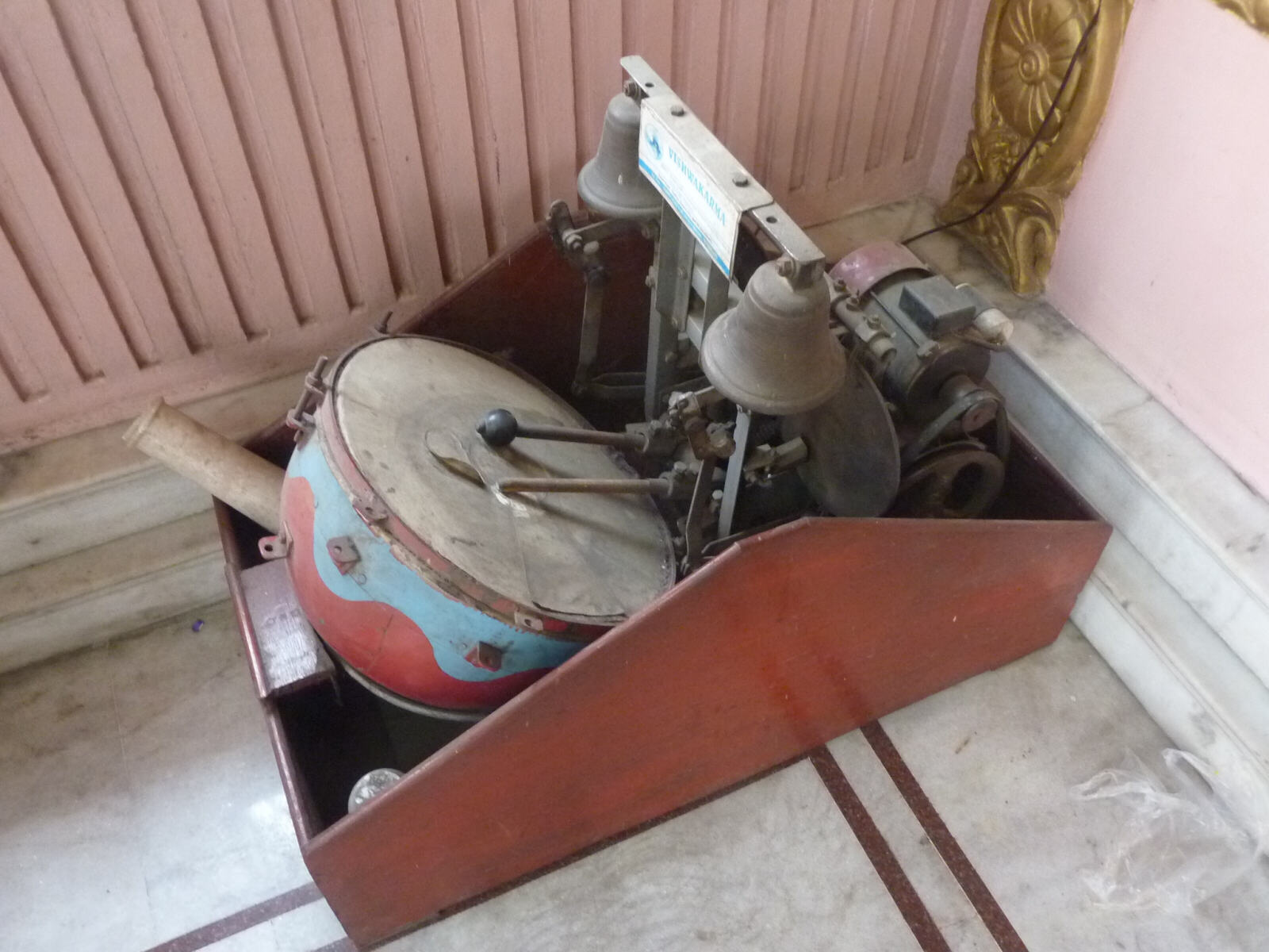 Drum and bell machine in Nepali Mandir in Guwahati, Assam