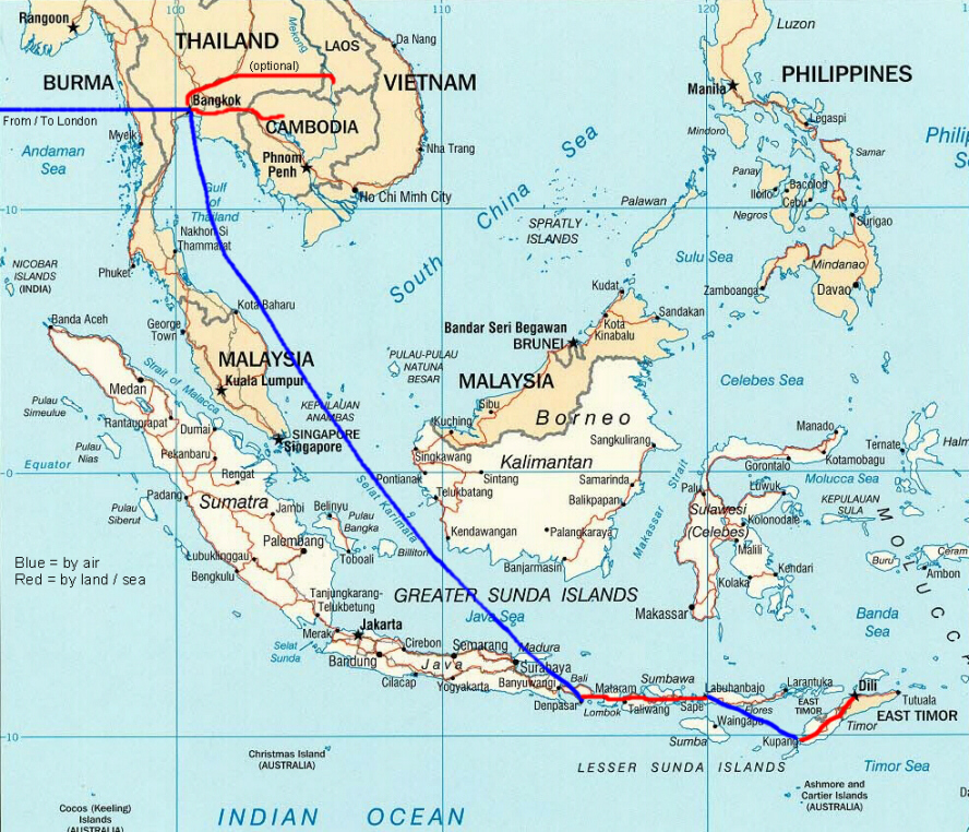 Our route in Thailand and Indonesia