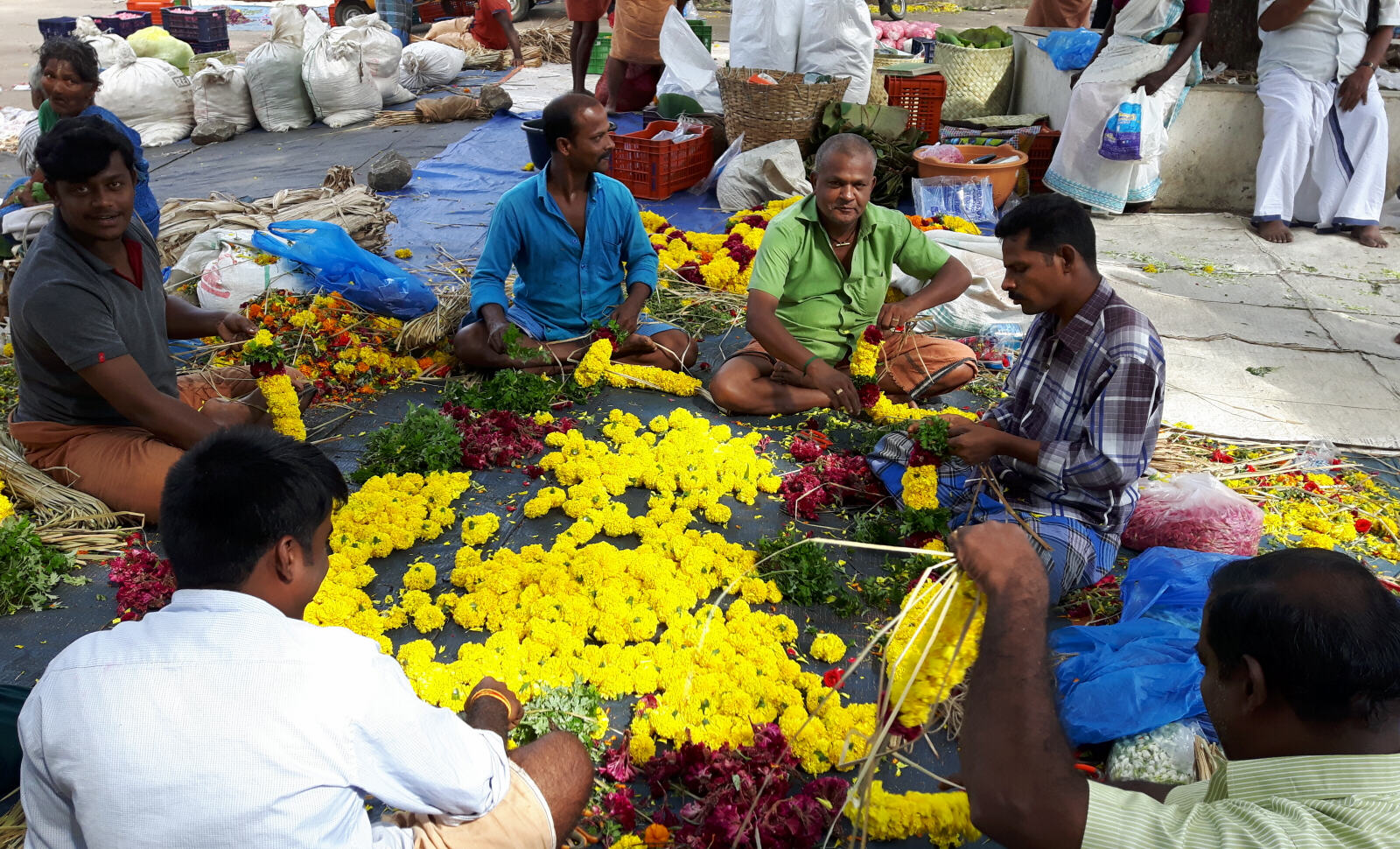 The flower market at Thovali near Kanyakumari, India