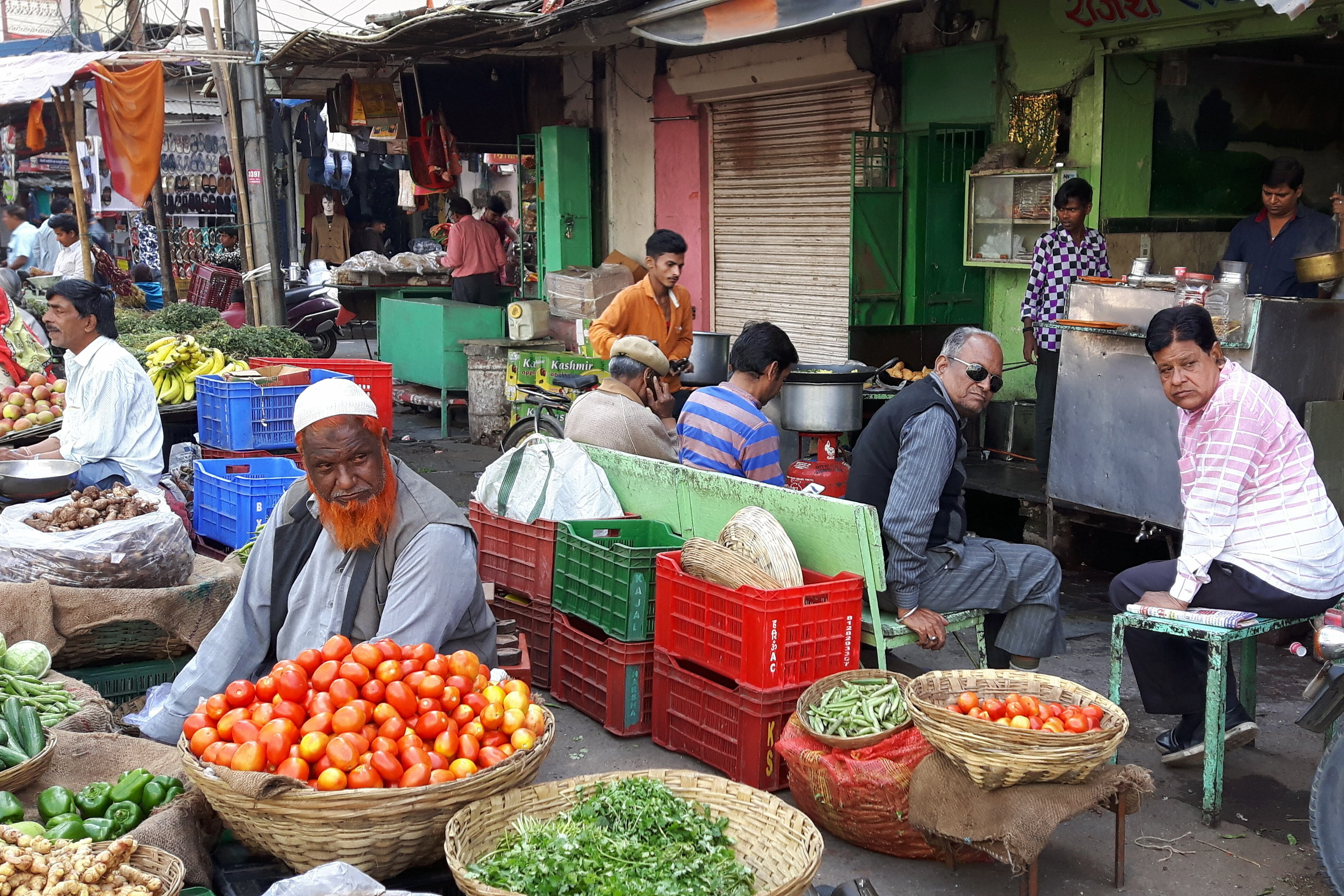 The vegetable market in Udaipur, Rajasthan