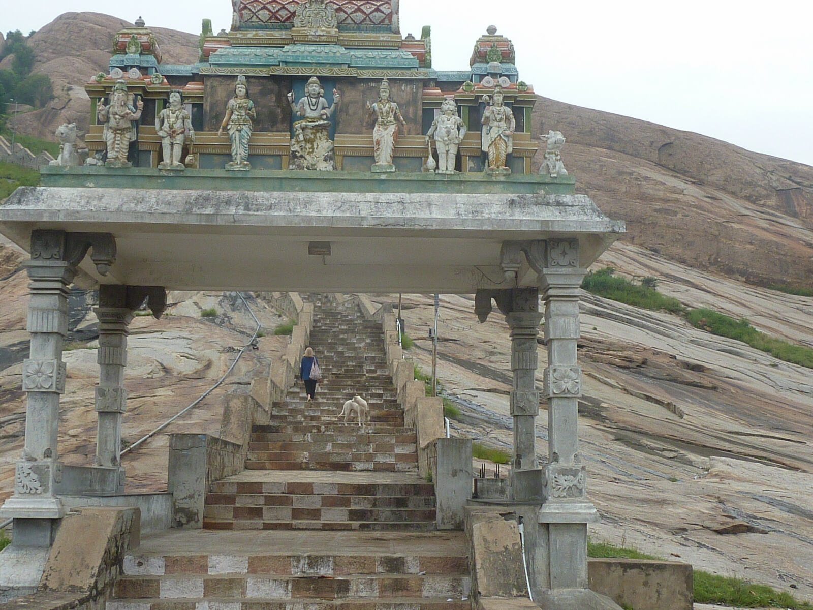 The stairway up Murugan Rock near Madurai, India