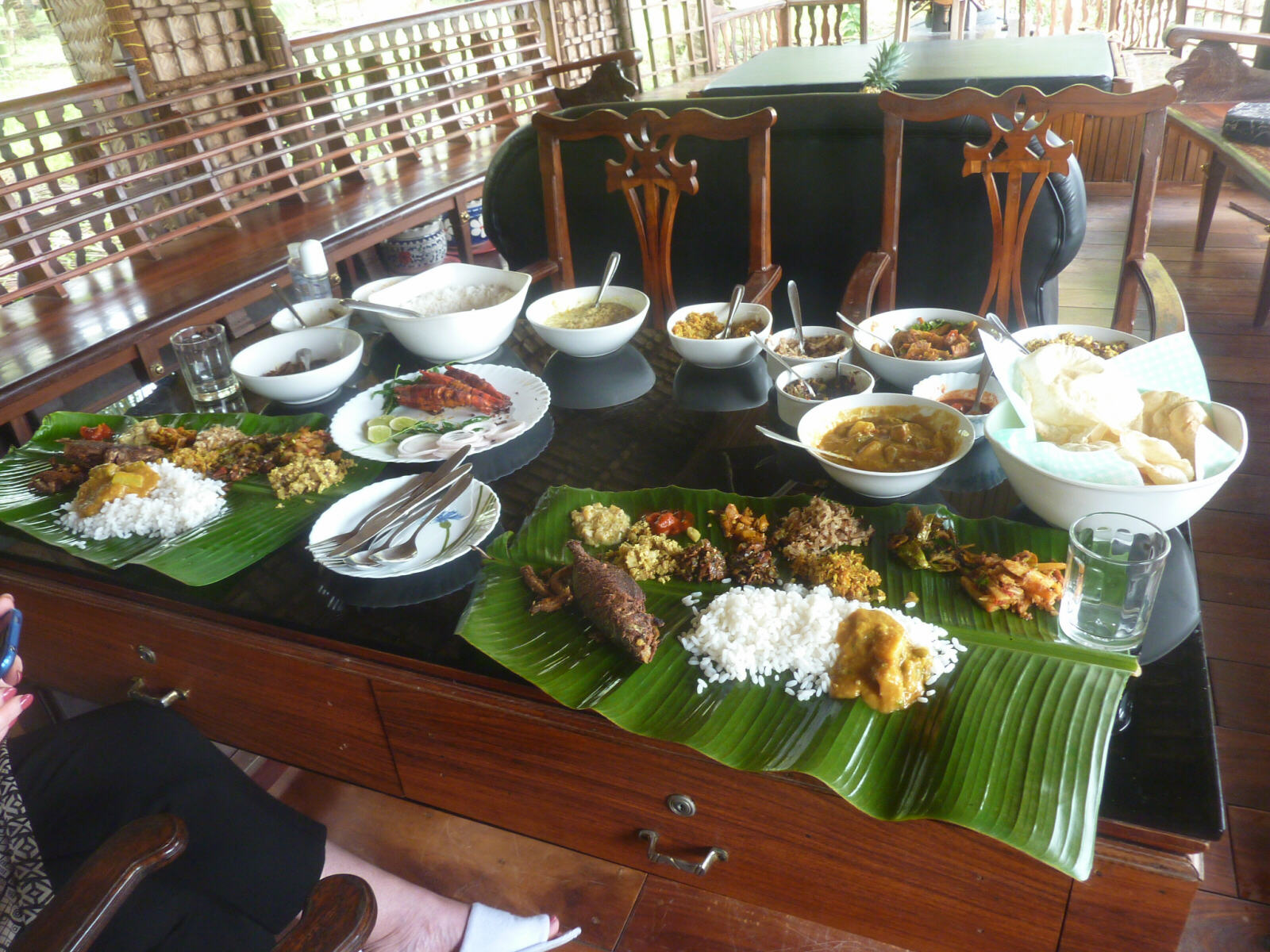 A huge lunch aboard the rice barge on the Kerala backwaters