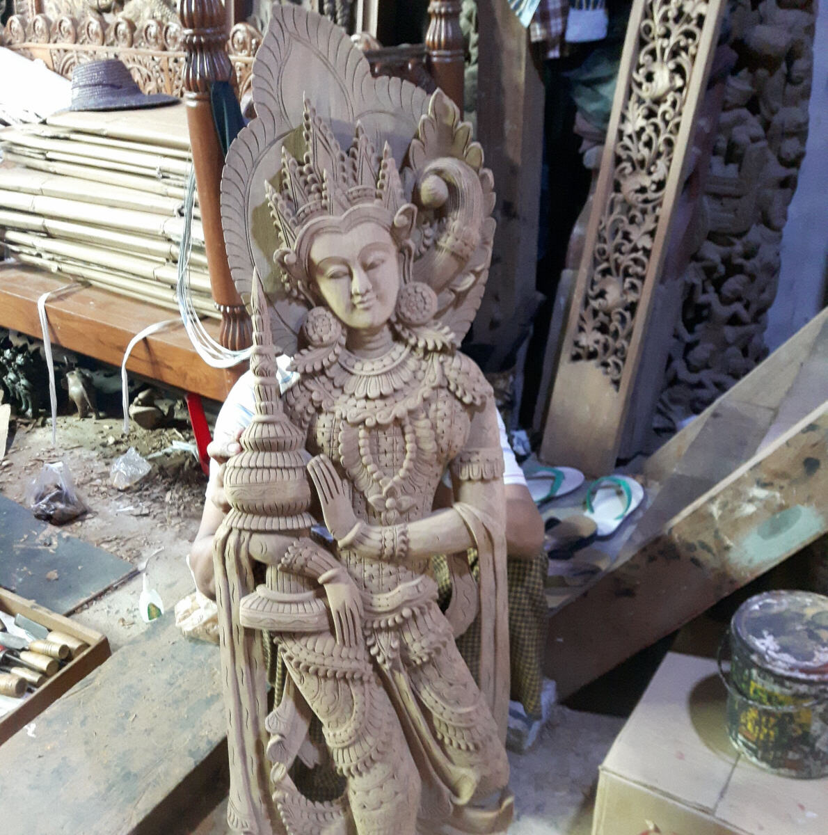 A woodcarving workshop in Mandalay