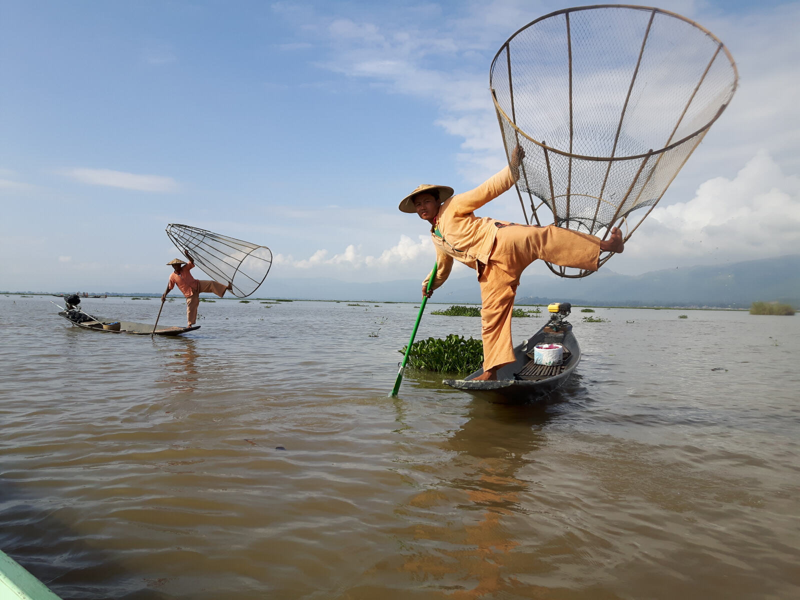 A 'leg fisherman' on Inle lake, Burma