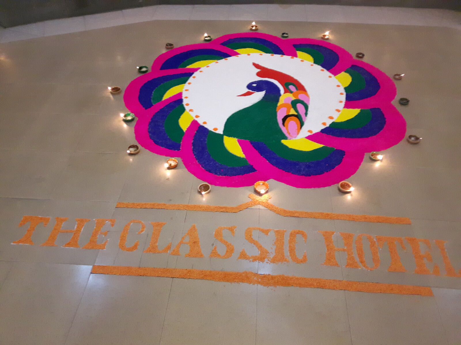 Diwali decorations at the Classic hotel in Imphal, Manipur state