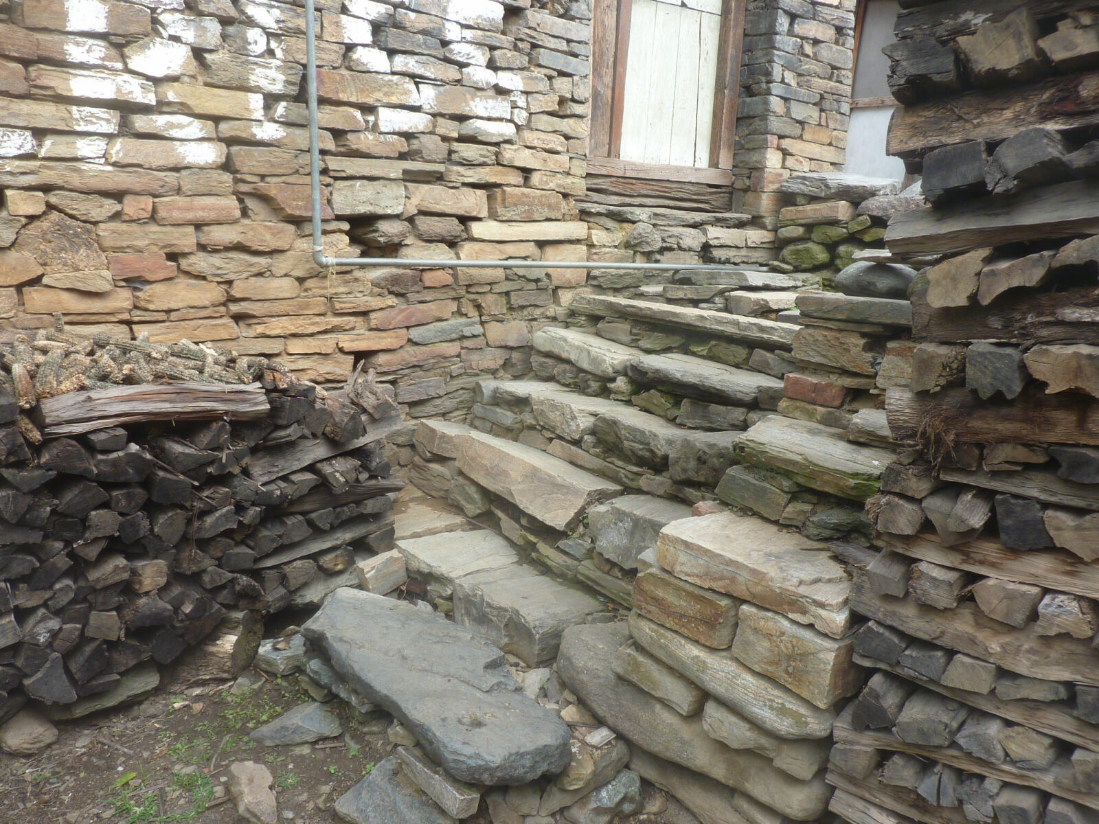 Old stone steps up to a house in Dirang, Arunachal Pradesh
