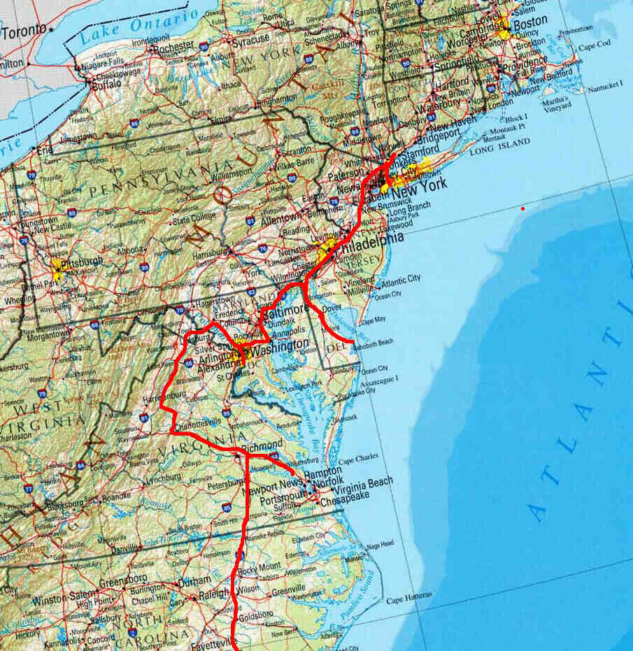Route up the USA east coast, second part