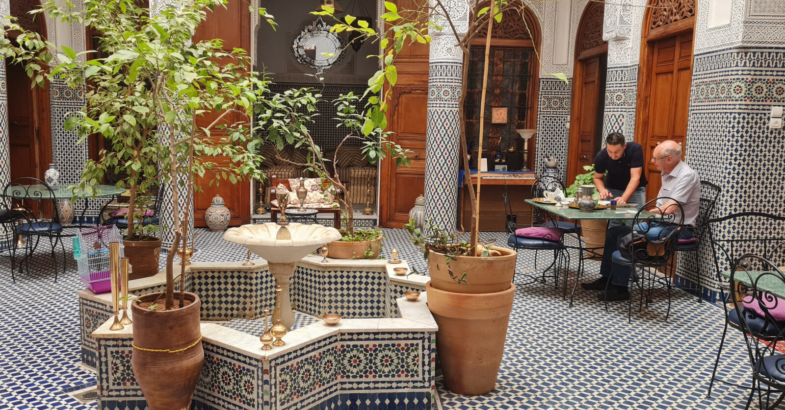 Courtyard of the Dar El Safadi riyad (hotel) in Fez