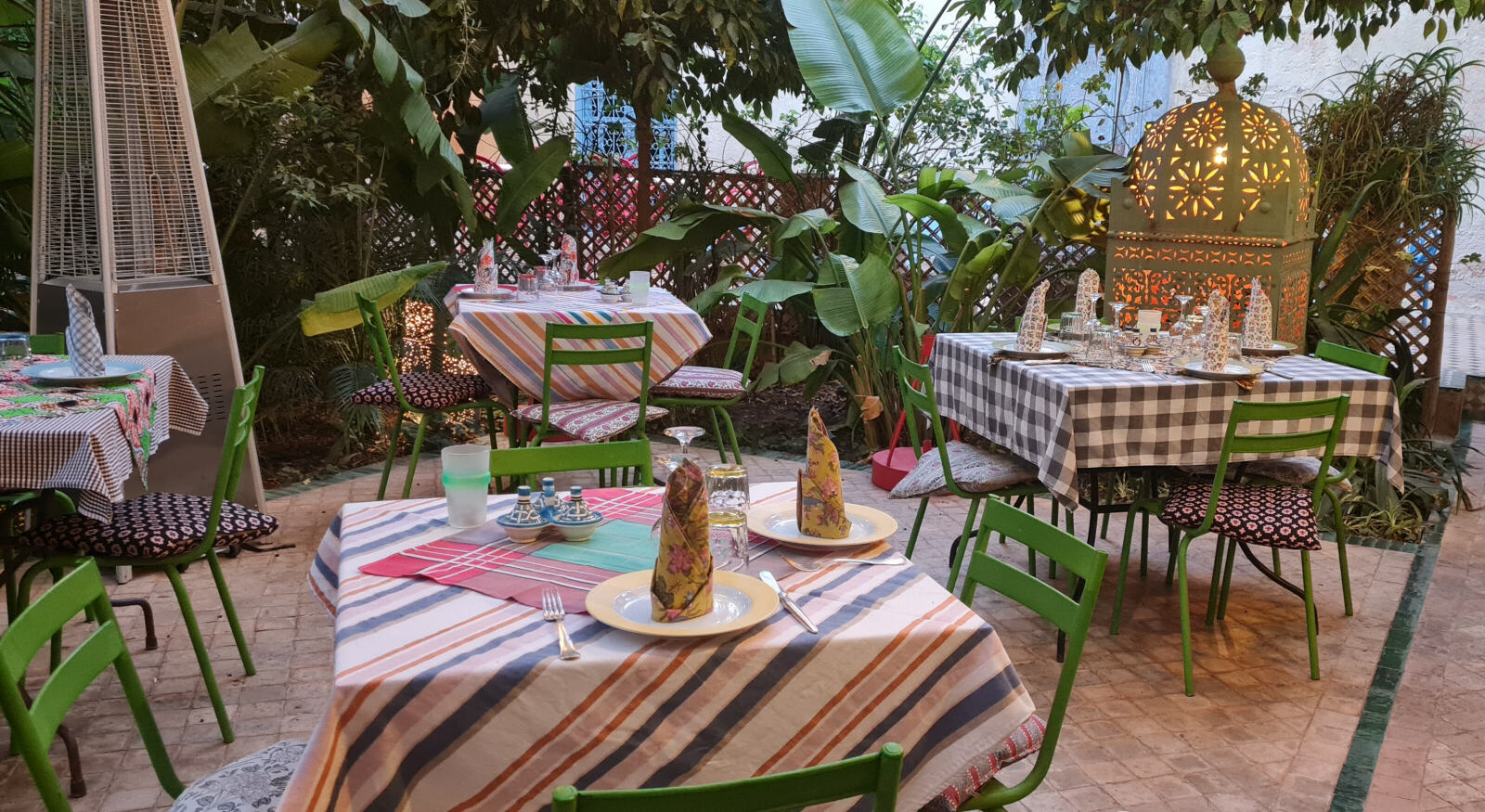 The garden at Fez Cafe in Fez, Morocco