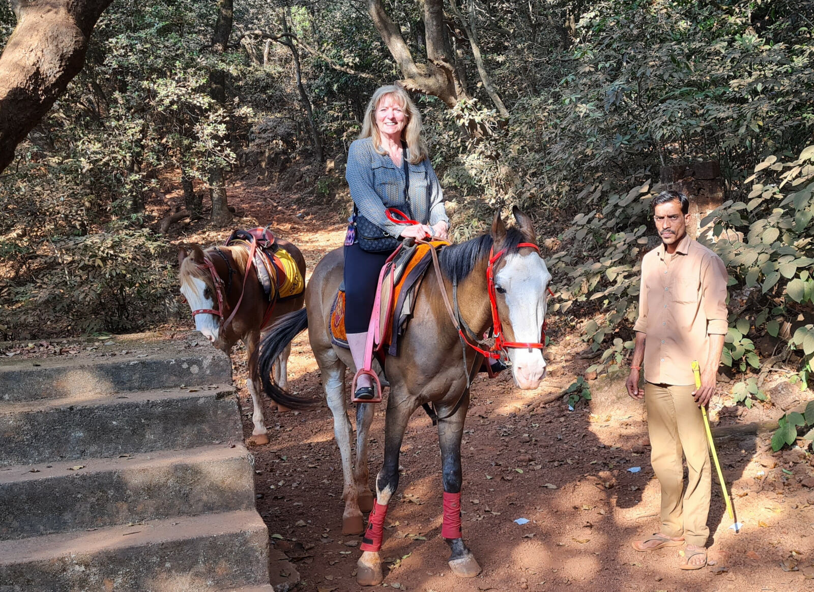 Sheila on a horse in Matheran, India