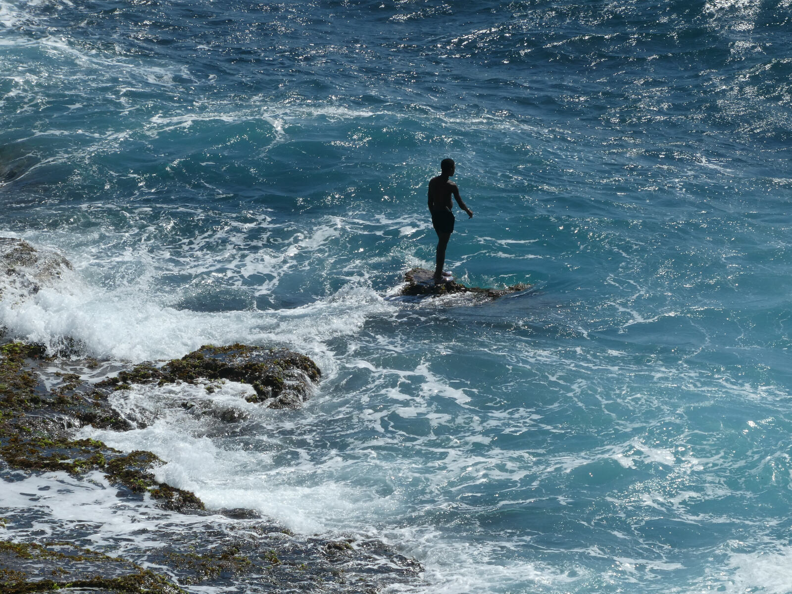 A fisherman in the sea at Fort Dauphin, Madagascar