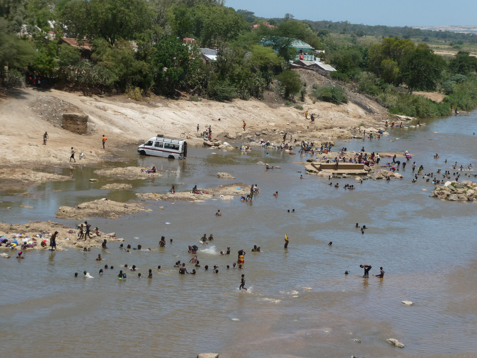 People enjoying the river in Madagascar