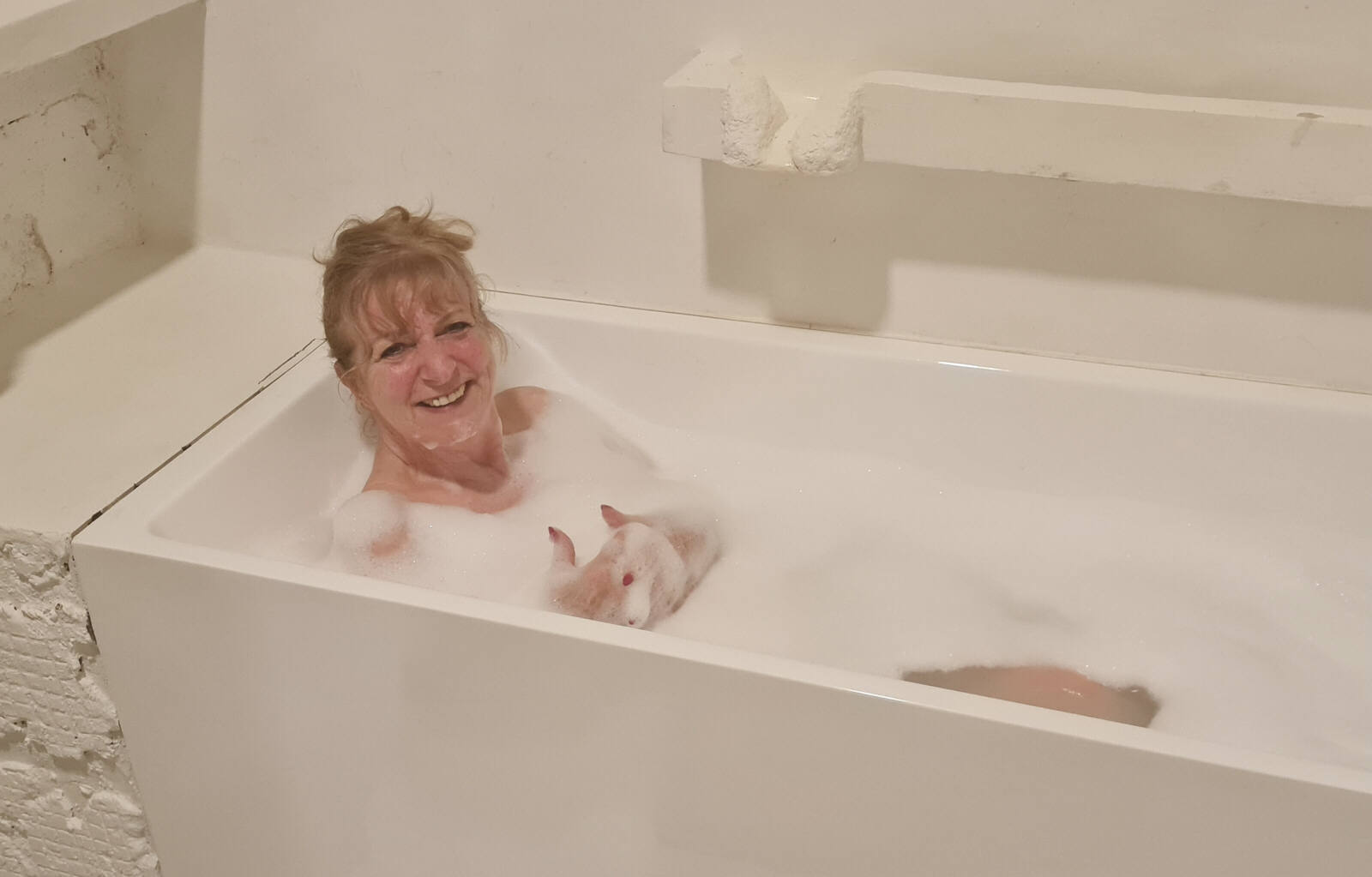 In the jacuzzi at the Forest Edge resort in Sepilok, Borneo