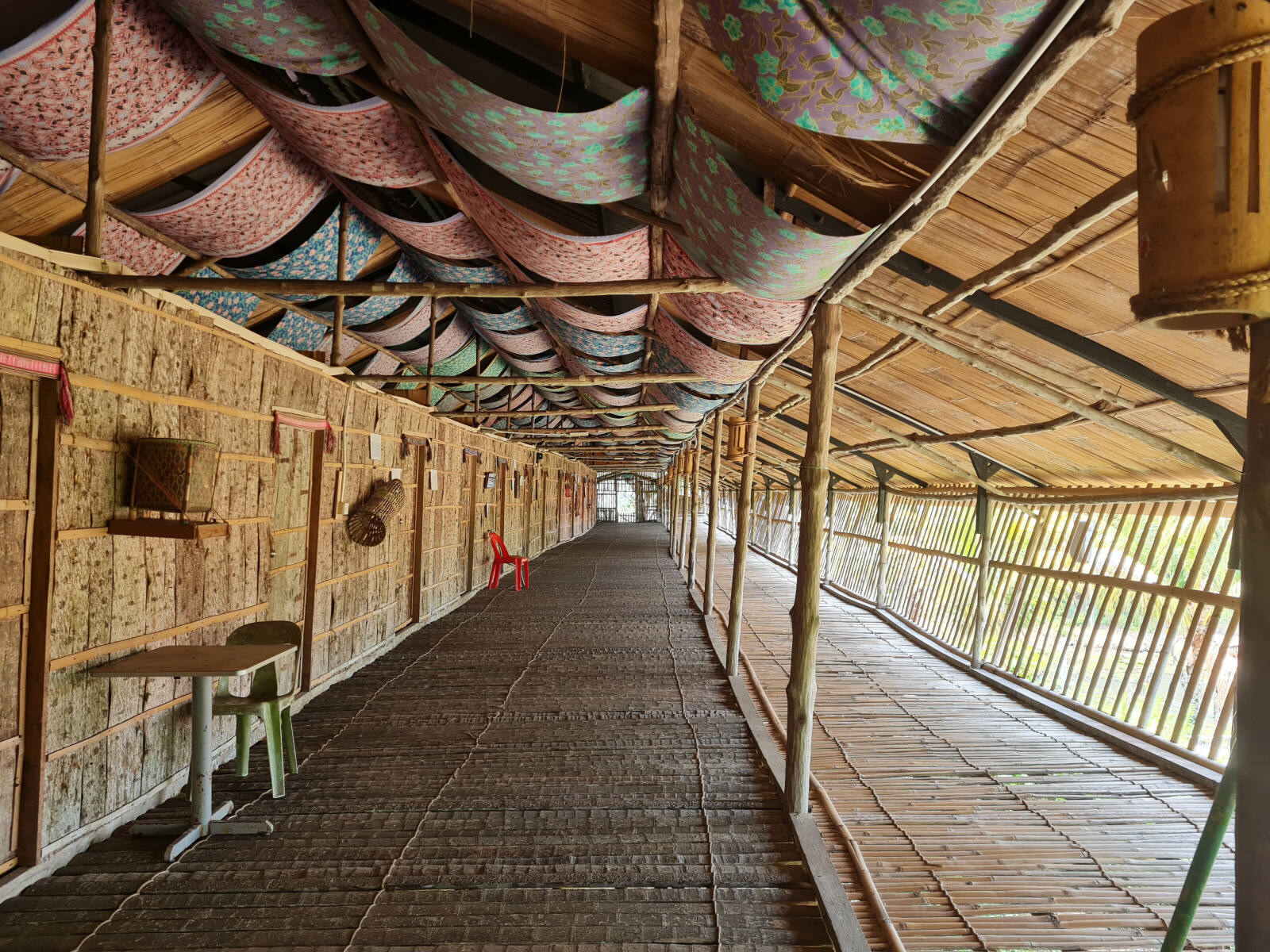 A longhouse at the Saba Tea Plantation resort in Borneo