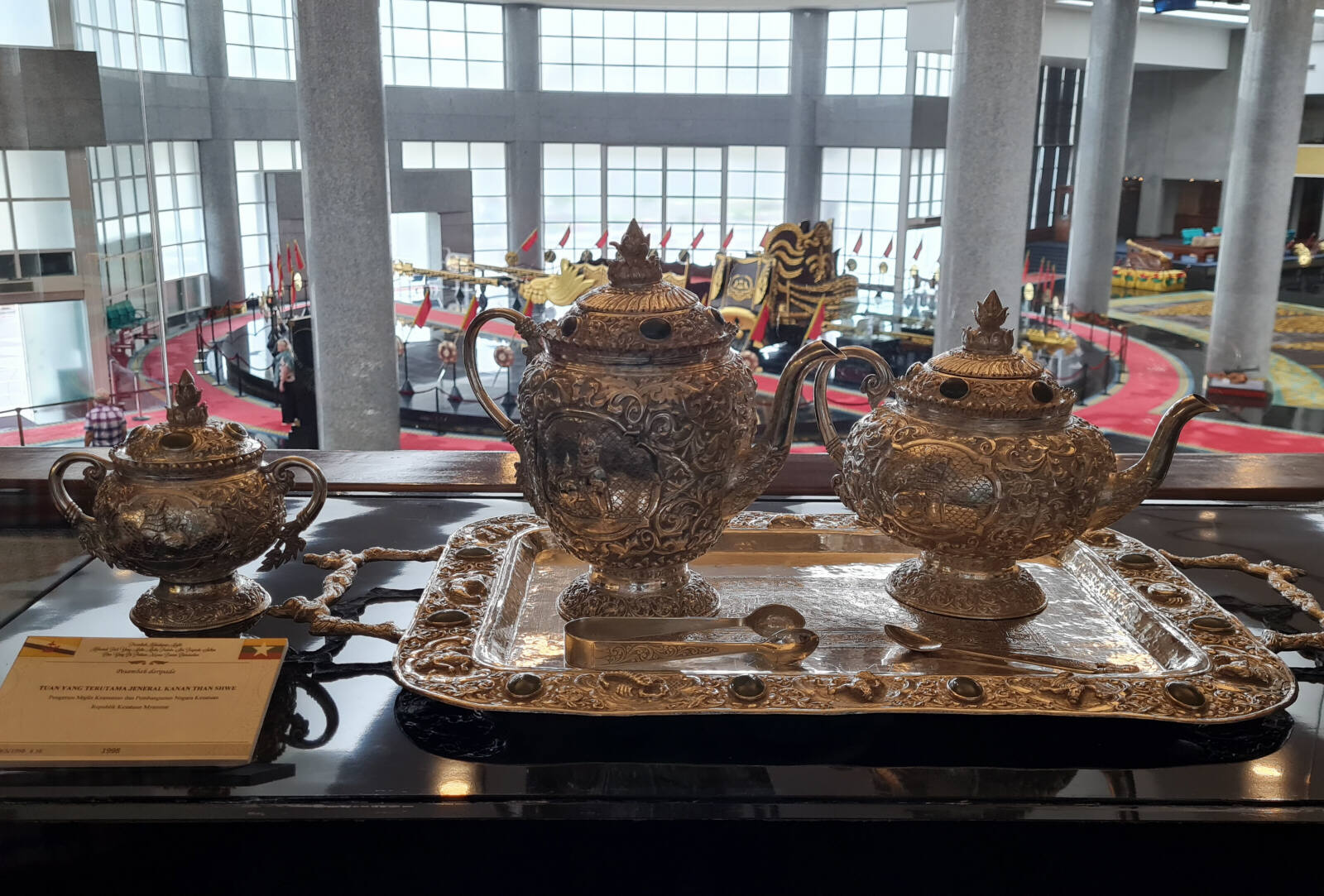 Silver tea service in the Royal Regalia Museum in Brunei