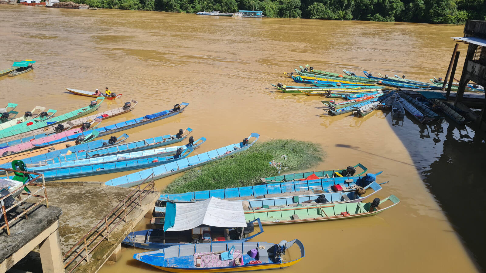 The riverfront at Kapit in Sarawak, Borneo