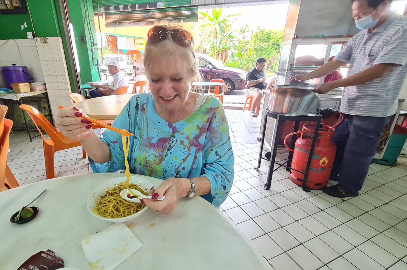 Noodles for breakfast at Green Hill hawker centre in Kuching, Sarawak