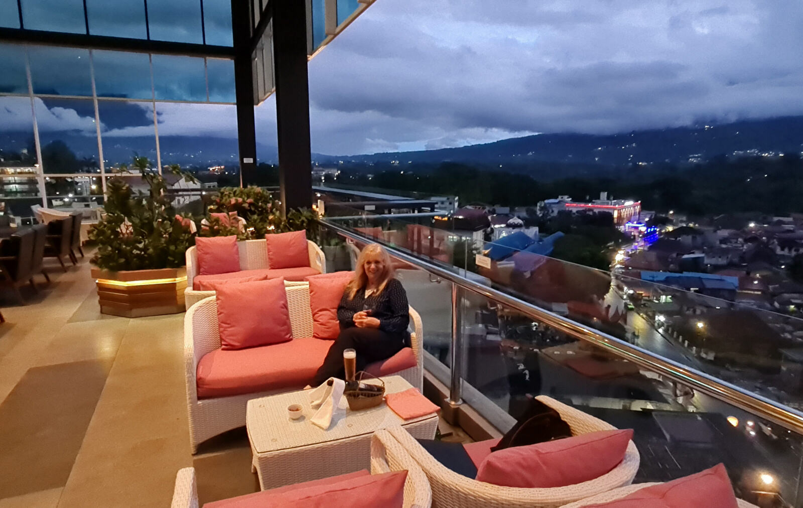 In the Sky Lounge at Hotel Santika, Bukittinggi, Sumatra